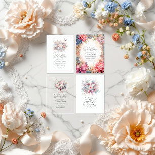 Invitación Elegante Love Fancy Floral Bridal Shower QR Code