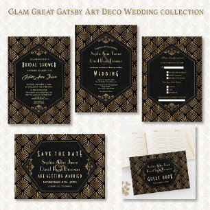 Invitación Gran Boda de Gatsby Art Deco de la moda