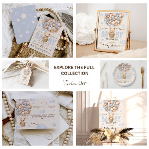 Chapa Redonda De 2,5 Cm Globos de oso Bearly Wait Baby Boy Shower