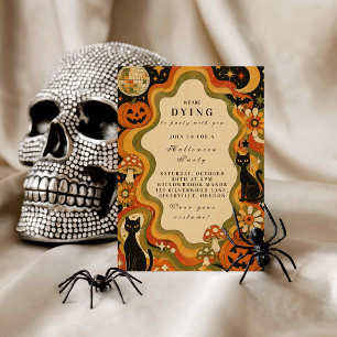 Plato De Papel Fiesta Retro de Halloween Elegante y Groovy