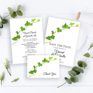 Invitación a la boda de Vine en Inglés Verde