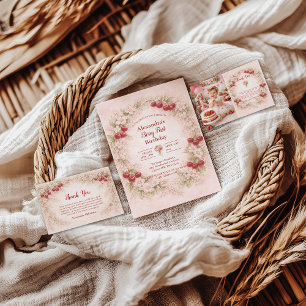 Tarjeta De Agradecimiento Cumpleaños Vintage Cherry Garden Girl 1
