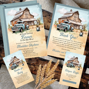 Tarjeta De Recepción Pequeño agricultor Baby Shower Diaper Raffle