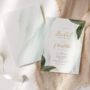 Tapiz Elegante Vegetación Dorada Watercolor Ducha Bridal