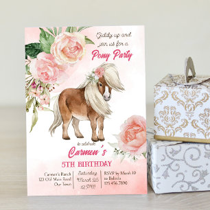 Pink pony cumpleaños gidup cowgirl tarjeta de agra