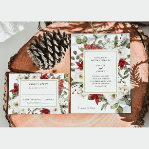 Invitación Con Relieve Metalizado Elegante Bouquet   Navidades Boda de vacaciones Go