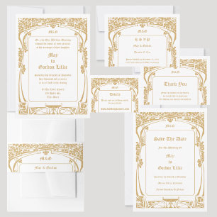 Invitación Boda de estilo Art Nouveau vintage
