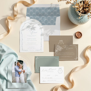 Invitaciones Acrílicas Número de tabla de Boda de Moda de fotos de arco y