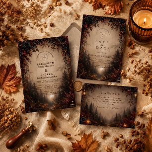 Invitación Boda elegante de otoño oscuro
