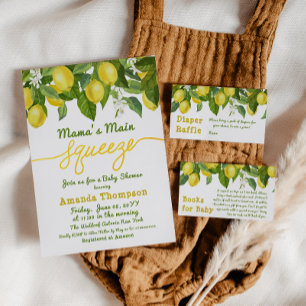 Invitación Watercolor Lemon & Flower Yellow White Baby Shower