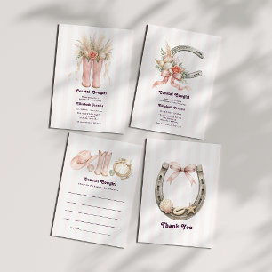 Invitación Vaquera Costera Rosa Despedida de Soltera Coquette