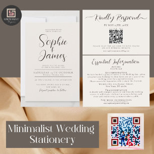 Invitación a la boda neutral minimalista