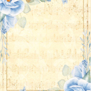 Invitación Dusty Blue Florals Boda de música de chapa de époc