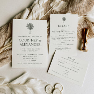 Tarjeta De Confirmación De Asistencia Elegante Boda de estilo tropical verde vintage