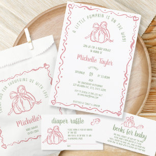 Posavasos Cuadrado De Papel Mano única de la pequeña calabaza Cae Baby Shower