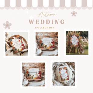 Invitación Boda Otoñal con Hojas Rústicas