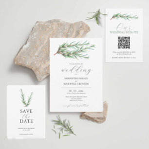Invitaciones formales a bodas botánicas rusticas