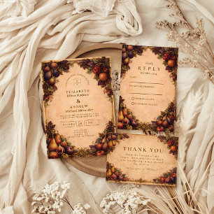 Tarjeta De Agradecimiento Boda de Frutas de Cosecha de Otoño