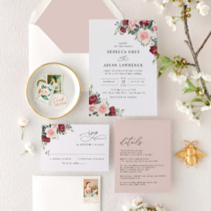 Invitación Recepción de boda floral de acuarela rústica