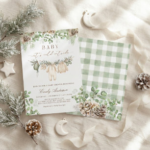Póster Bebé hace frío afuera Invierno Baby Shower verde