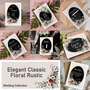Tarjeta elegante de número de mesa de boda floral 