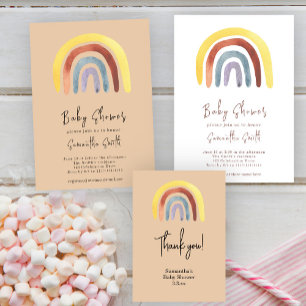 Invitación Watercolor Boho arco iris Baby Shower