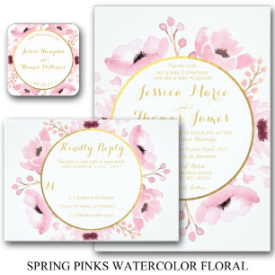 Invitación Colección de Bodas florales de color acuático de p