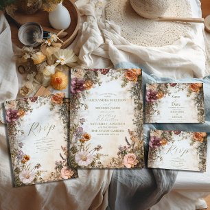 Invitación Art Nouveau Victoriano Real Boda Floral