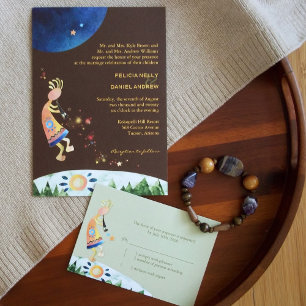 Invitación Boda tribal Kokopelli Brown del suroeste