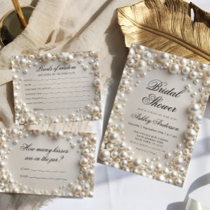 Invitación Elegante Pearls moderna ducha nupcial