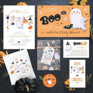 Pegatina Redonda Little Boo Halloween Baby Shower