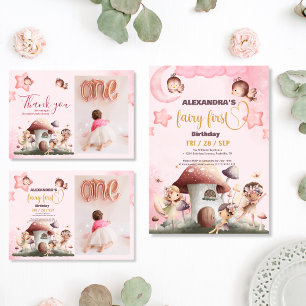 Invitación Foto Fairy First Chica 1er cumpleaños