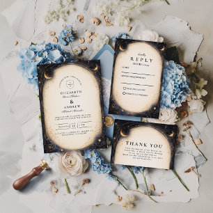 Tarjeta De Agradecimiento Boda Celestial Vintage