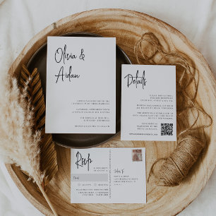 Postal Moderna elección de comida para Bodas blancos y ne