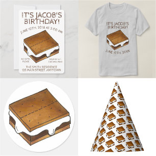 Invitación Campfire S'mores Marshmallow Smores Fiesta de cump