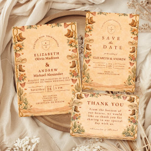 Invitación Boda de vaquera floral occidental