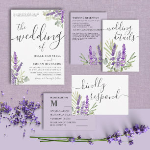 Invitación Boho Watercolor Eucalyptus y Lavender Boda