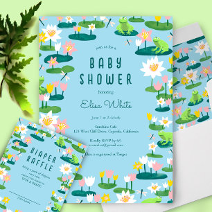 Invitación Ranas y Lily Pads Cute PERSONALIZADO BABY SHOWER