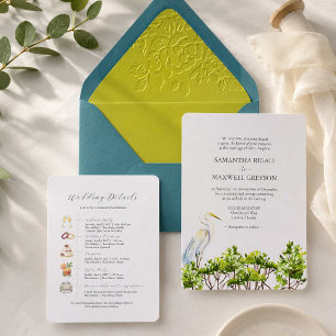 Invitación Boda Formal de Pájaros Acuarela Tropicales