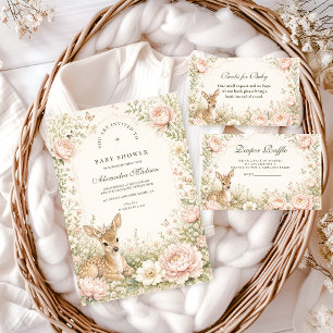 Servilleta De Papel Elegante Fiesta de Bebé Botánica de Ciervo Floral