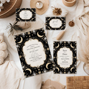 Tarjeta De Recepción Boda de las Estrellas Celestes de la Luna Celestia