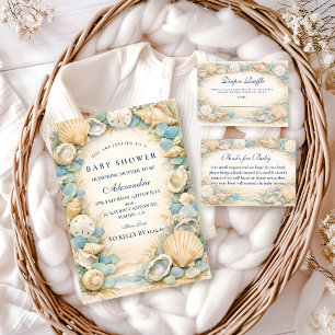 Invitación Ducha de Bebé Oyster And Starfish Beach