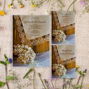 País Flores de encaje Barn Boda Gracias Notas