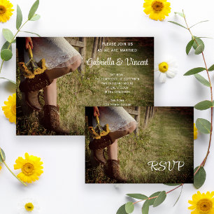 Tarjeta RSVP de la boda occidental de las vacas y 