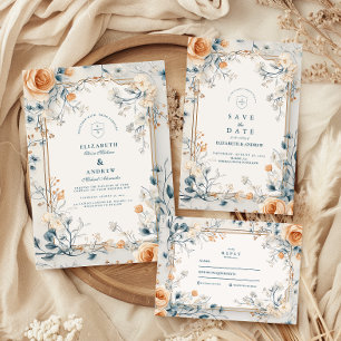 Tarjeta De Agradecimiento Boda Whimsical Vintage Floral Fern