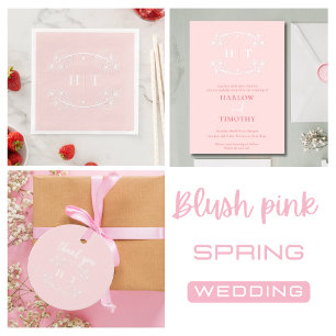 Invitación Elegante Boda de caligrafía de monograma blanco ro