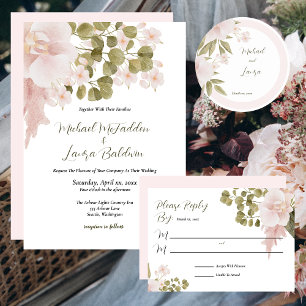 Lona Boda floral elegante con rosa rubor