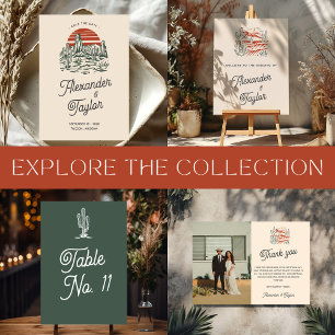 Invitación Audaz Boda del paisaje del desierto del Saguaro Ca