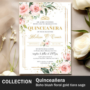 Pegatina Cuadrada Rústico rubor rosa rosa eucalipto Quinceañera