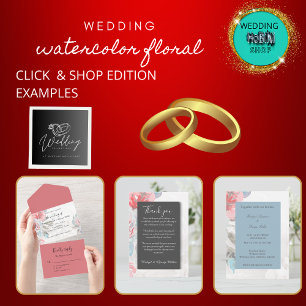 Invitación Todo En Uno Boda de rosa de flores silvestres de acuarela flor